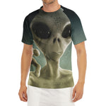 Grey Alien 3D Print Men's Short Sleeve Rash Guard