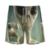 Grey Alien 3D Print Men's Sports Shorts