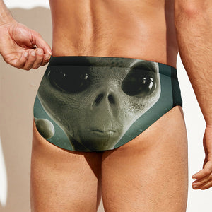 Grey Alien 3D Print Men's Swim Briefs