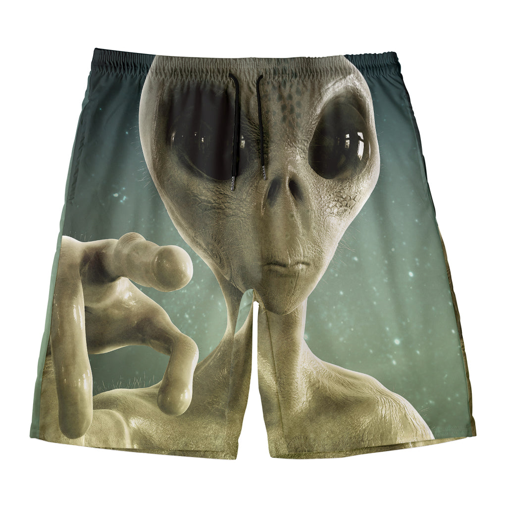 Grey Alien 3D Print Men's Swim Trunks