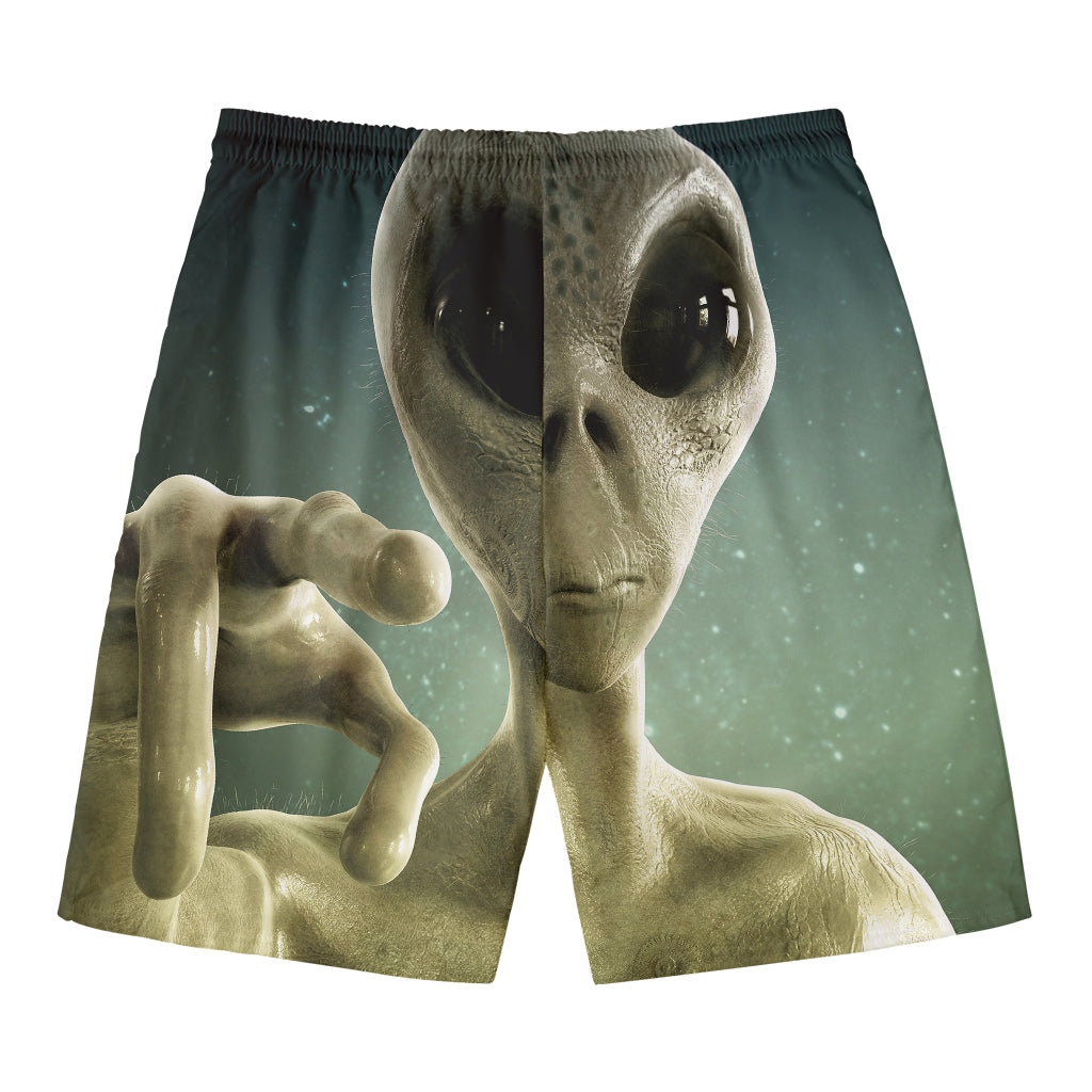 Grey Alien 3D Print Men's Swim Trunks