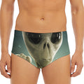 Grey Alien 3D Print Men's Triangle Swim Briefs
