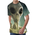 Grey Alien 3D Print Men's Velvet T-Shirt