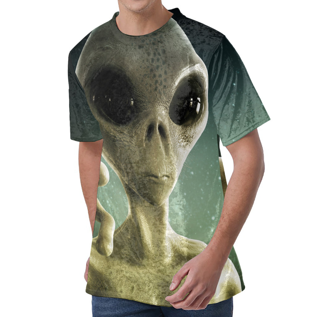 Grey Alien 3D Print Men's Velvet T-Shirt