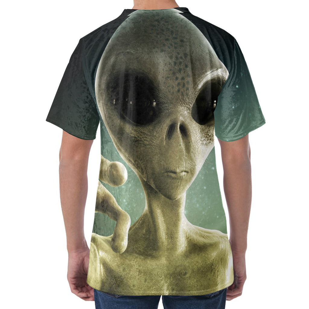 Grey Alien 3D Print Men's Velvet T-Shirt