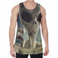 Grey Alien 3D Print Men's Velvet Tank Top