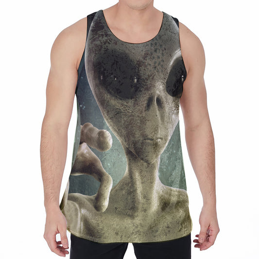 Grey Alien 3D Print Men's Velvet Tank Top