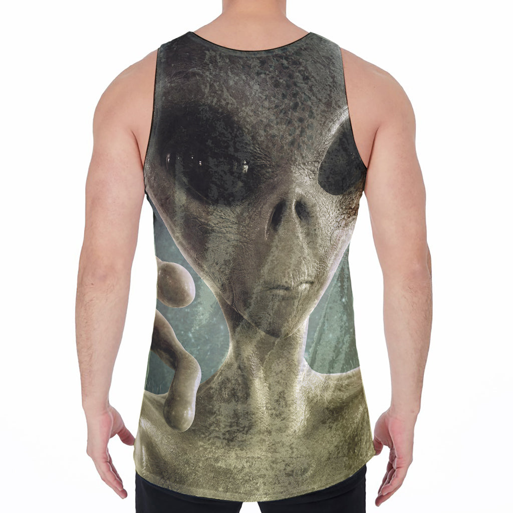 Grey Alien 3D Print Men's Velvet Tank Top