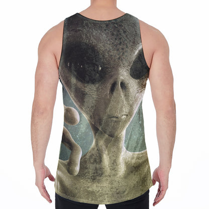 Grey Alien 3D Print Men's Velvet Tank Top