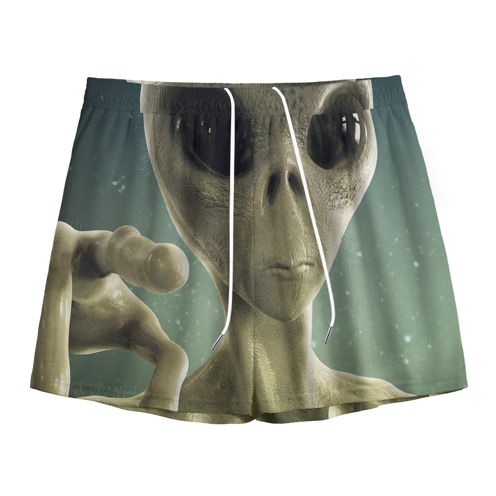 Grey Alien 3D Print Mesh Shorts