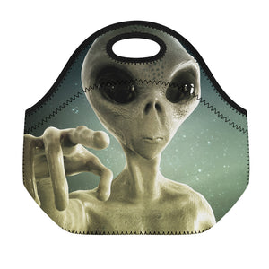 Grey Alien 3D Print Neoprene Lunch Bag