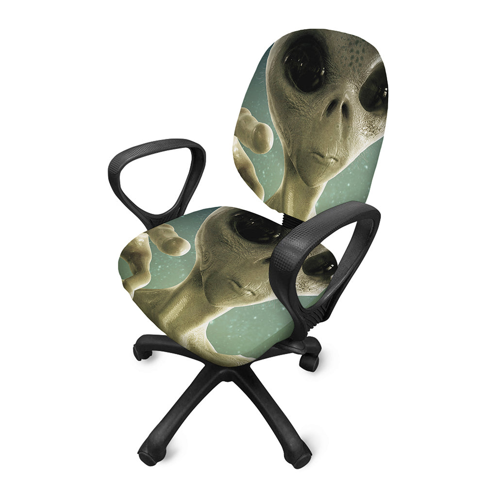Grey Alien 3D Print Office Chair Cover