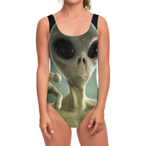 Grey Alien 3D Print One Piece Swimsuit