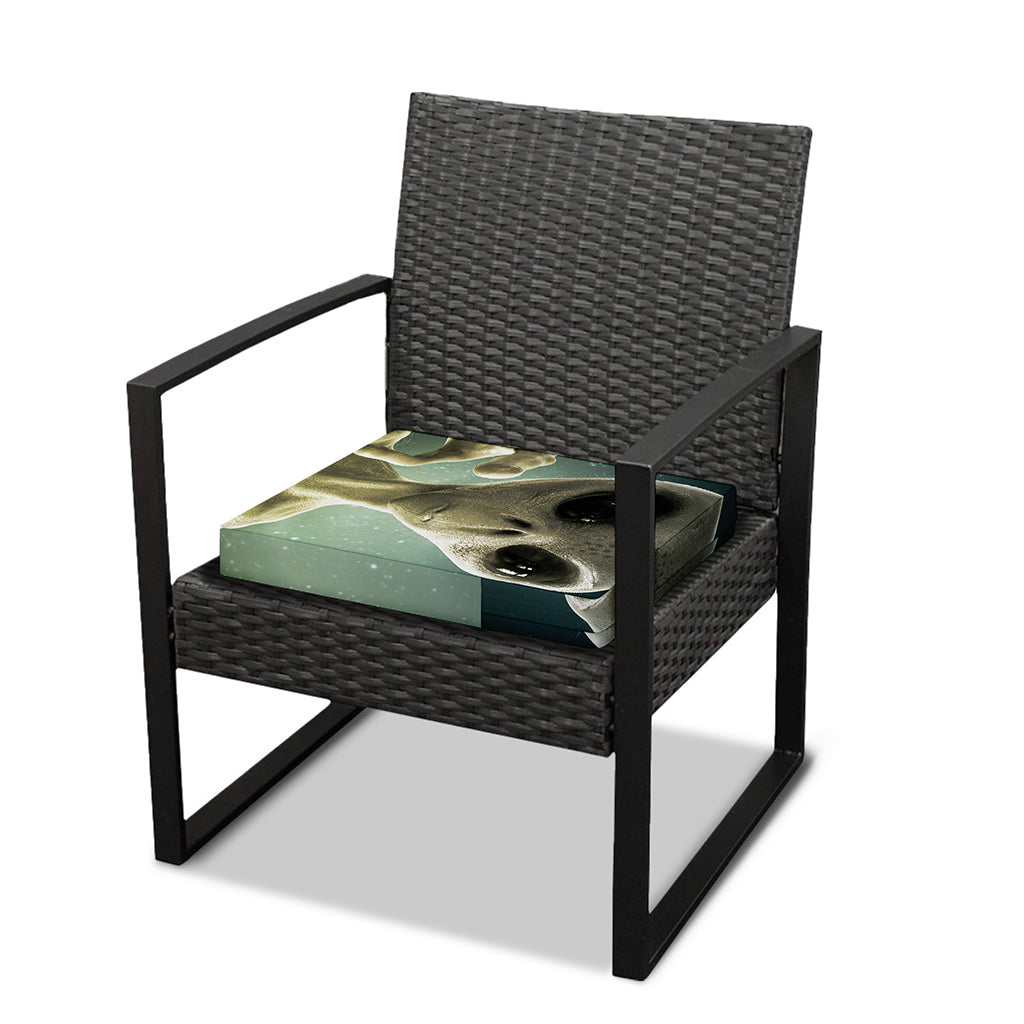 Grey Alien 3D Print Outdoor Seat Cushion Cover