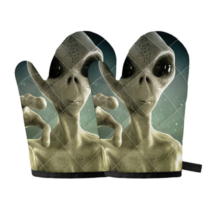 Grey Alien 3D Print Oven Mitts