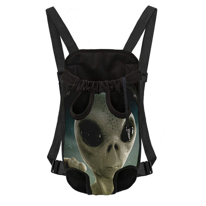 Grey Alien 3D Print Pet Carrier Backpack