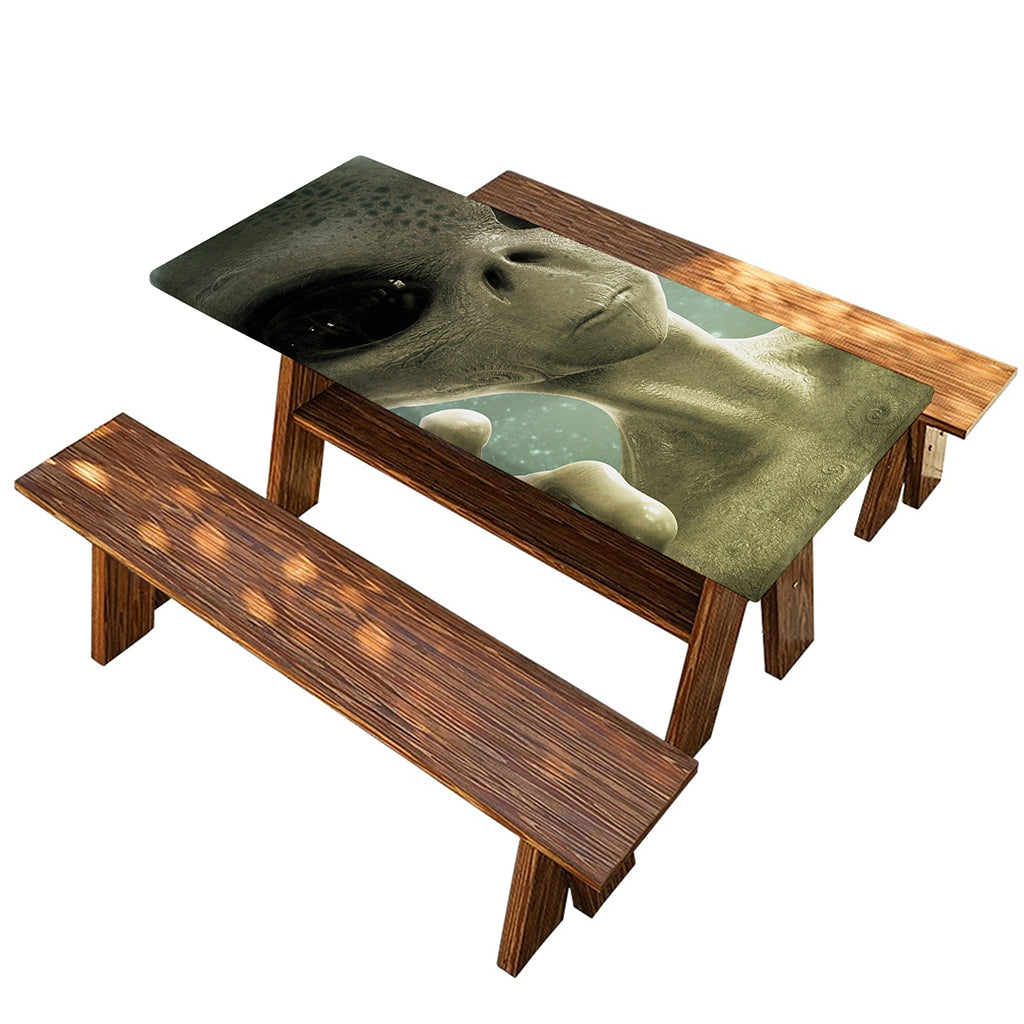 Grey Alien 3D Print Picnic Table Cover