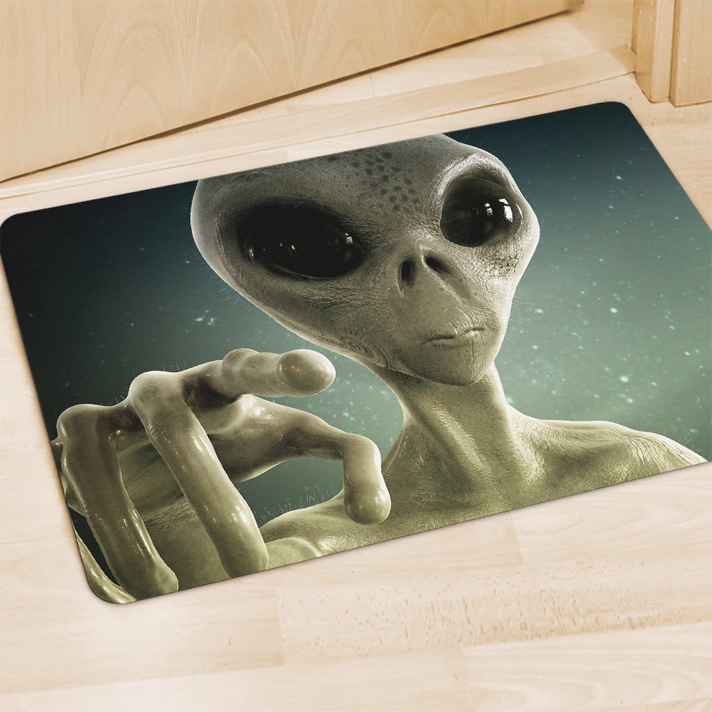 Grey Alien 3D Print Polyester Doormat