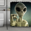 Grey Alien 3D Print Polyester Shower Curtain