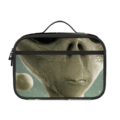 Grey Alien 3D Print Portable Lunch Bag
