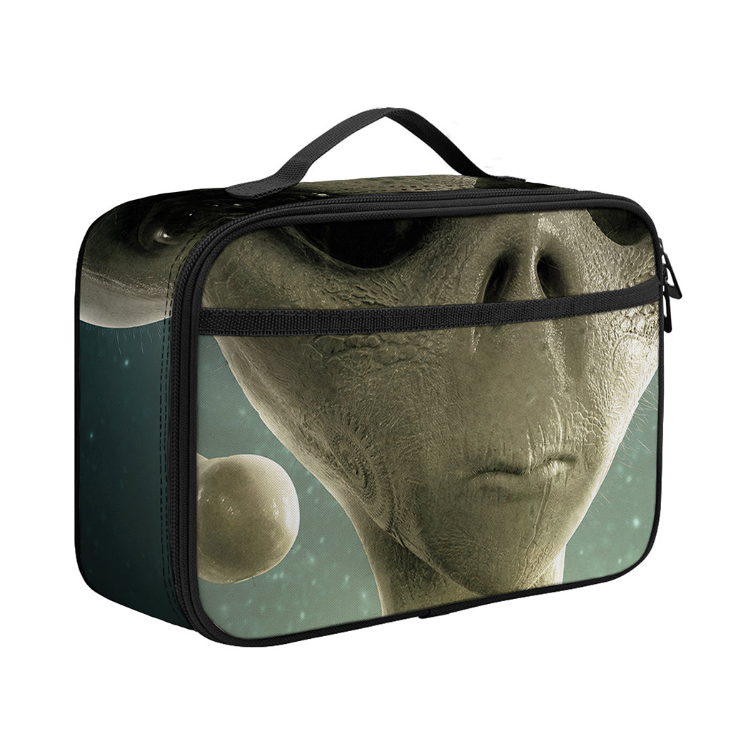 Grey Alien 3D Print Portable Lunch Bag