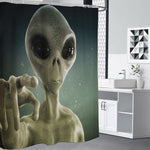 Grey Alien 3D Print Premium Shower Curtain