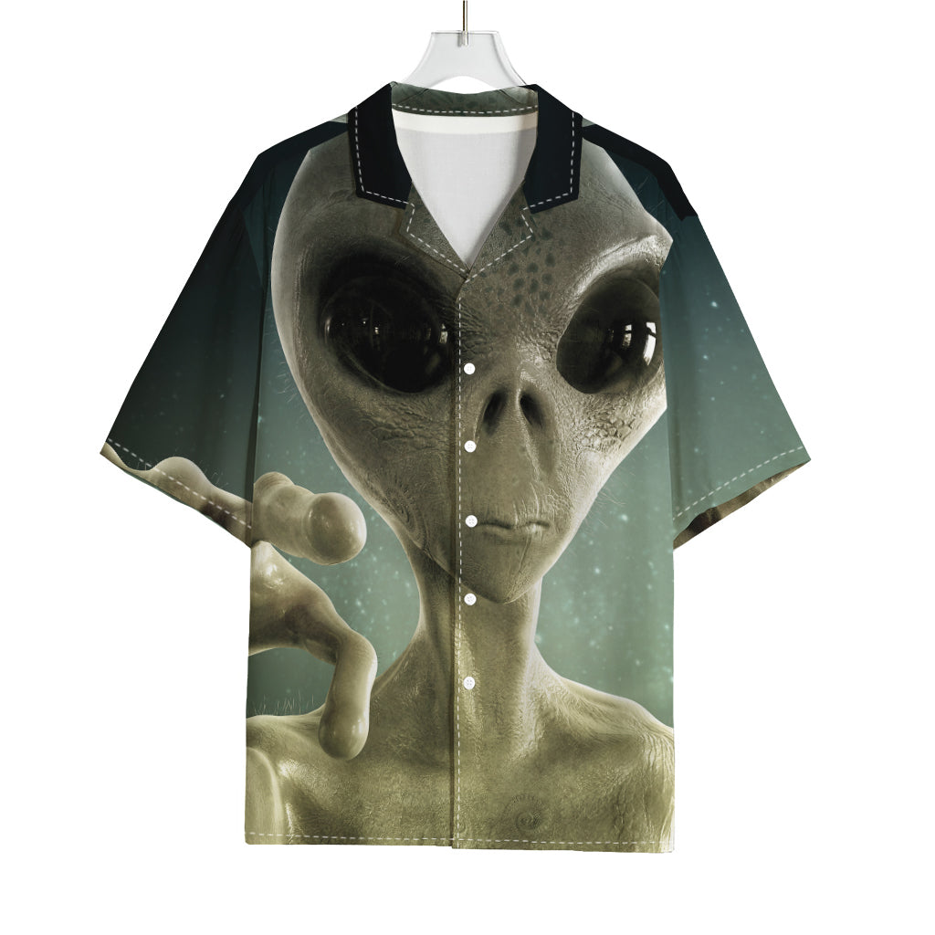 Grey Alien 3D Print Rayon Hawaiian Shirt