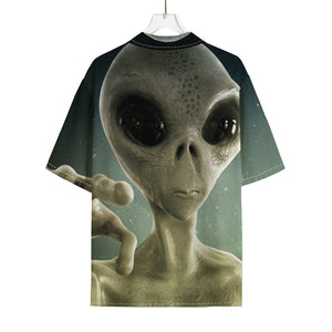 Grey Alien 3D Print Rayon Hawaiian Shirt