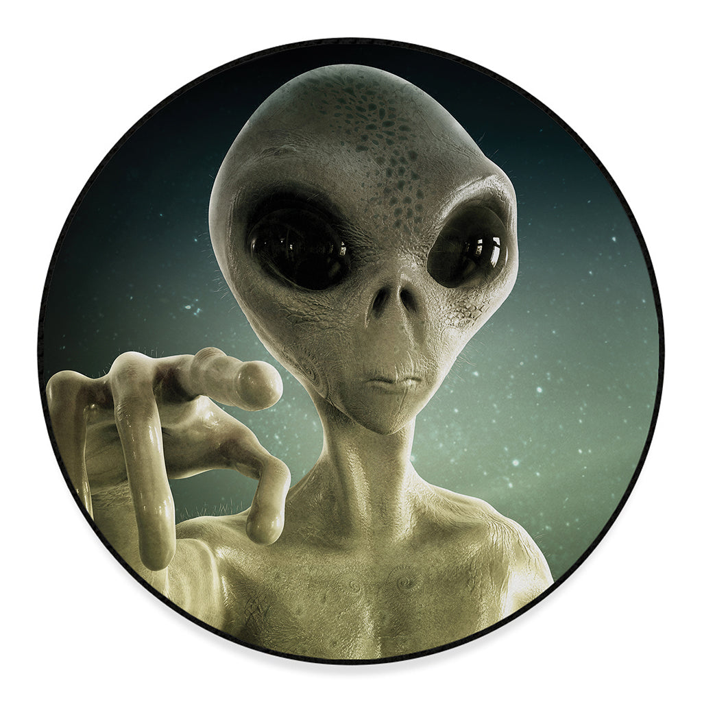 Grey Alien 3D Print Round Floor Mat