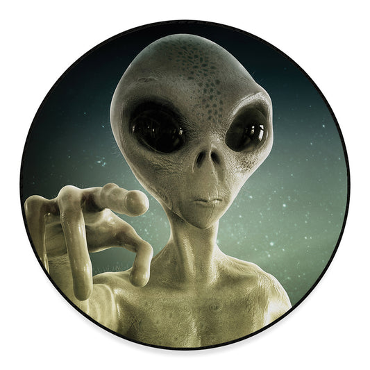 Grey Alien 3D Print Round Floor Mat