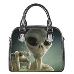 Grey Alien 3D Print Shoulder Handbag