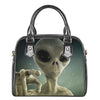 Grey Alien 3D Print Shoulder Handbag