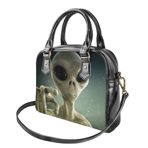 Grey Alien 3D Print Shoulder Handbag