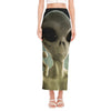 Grey Alien 3D Print Side Slit Maxi Skirt