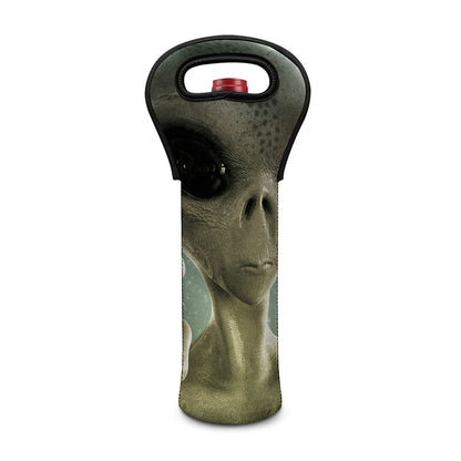 Grey Alien 3D Print Single Neoprene Wine Tote