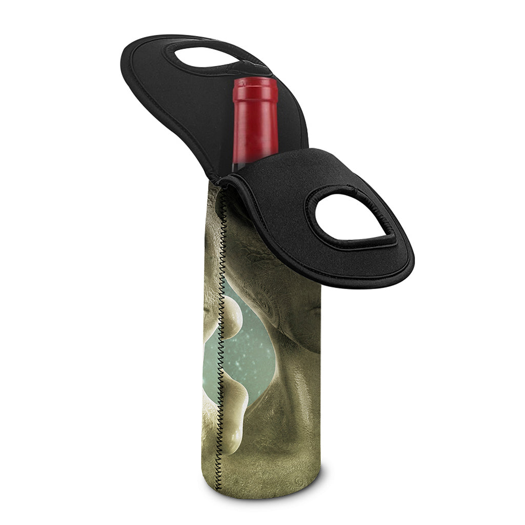 Grey Alien 3D Print Single Neoprene Wine Tote