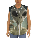 Grey Alien 3D Print Sleeveless Baseball Jersey