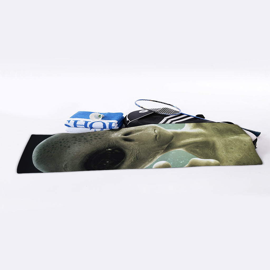 Grey Alien 3D Print Sports Towel