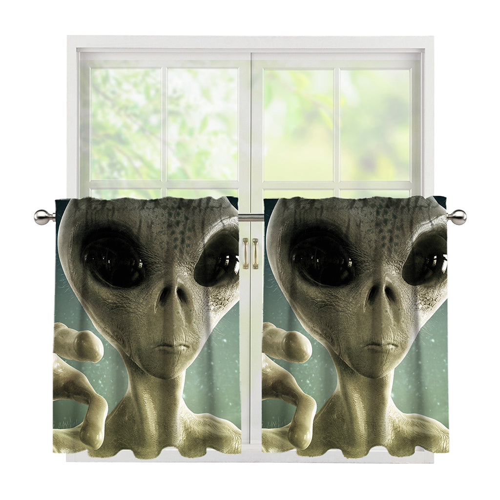 Grey Alien 3D Print Tier Curtains