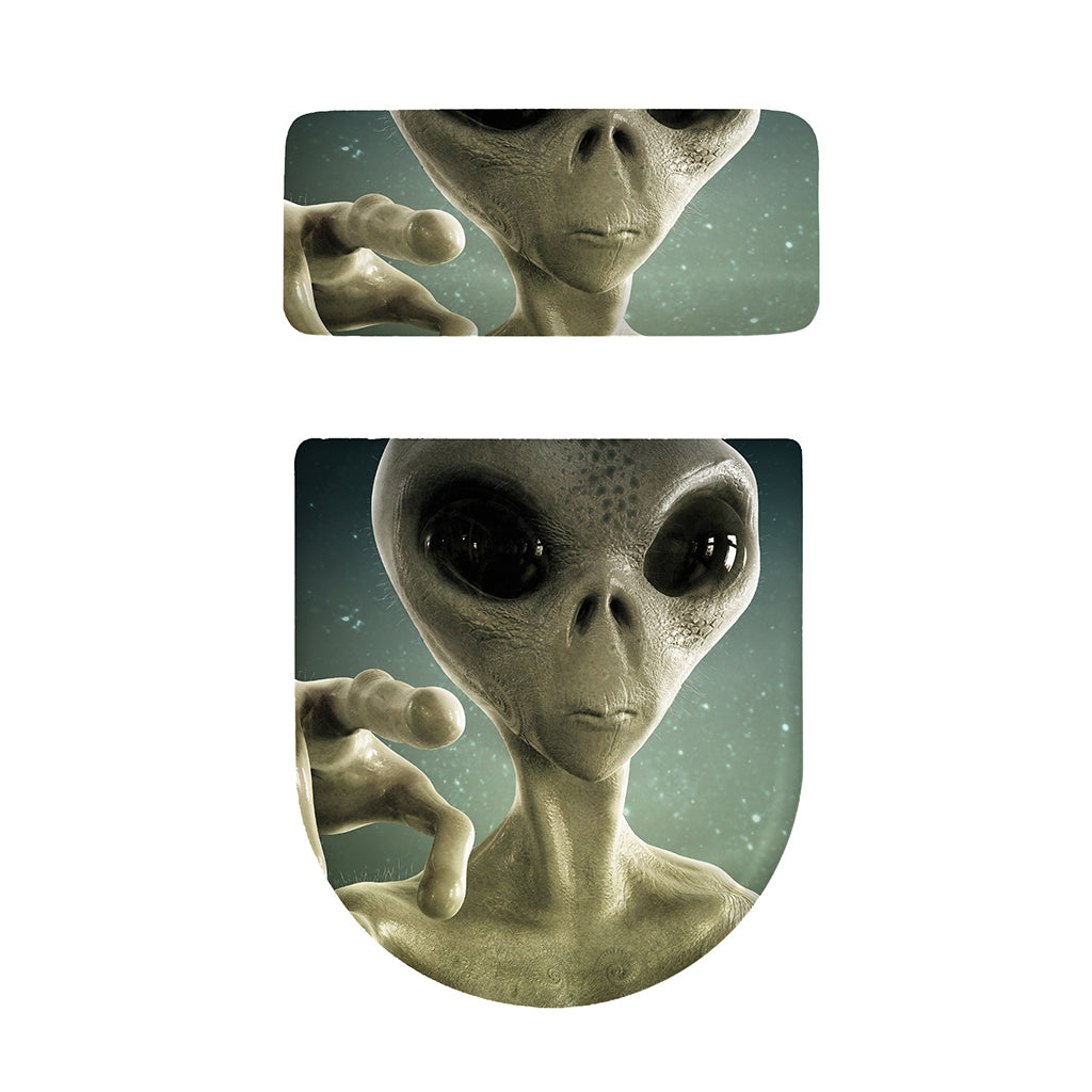 Grey Alien 3D Print Toilet Lid And Tank Cover Set