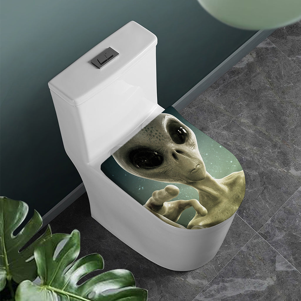 Grey Alien 3D Print Toilet Lid Cover