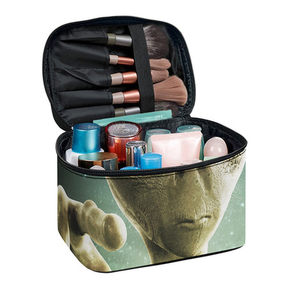 Grey Alien 3D Print Travel Makeup Bag