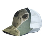 Grey Alien 3D Print White Mesh Trucker Cap