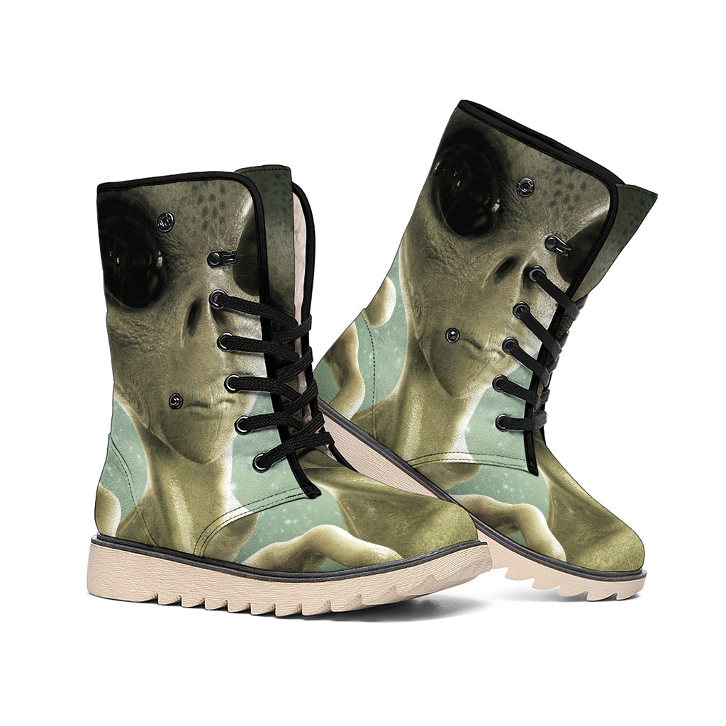 Grey Alien 3D Print Winter Boots