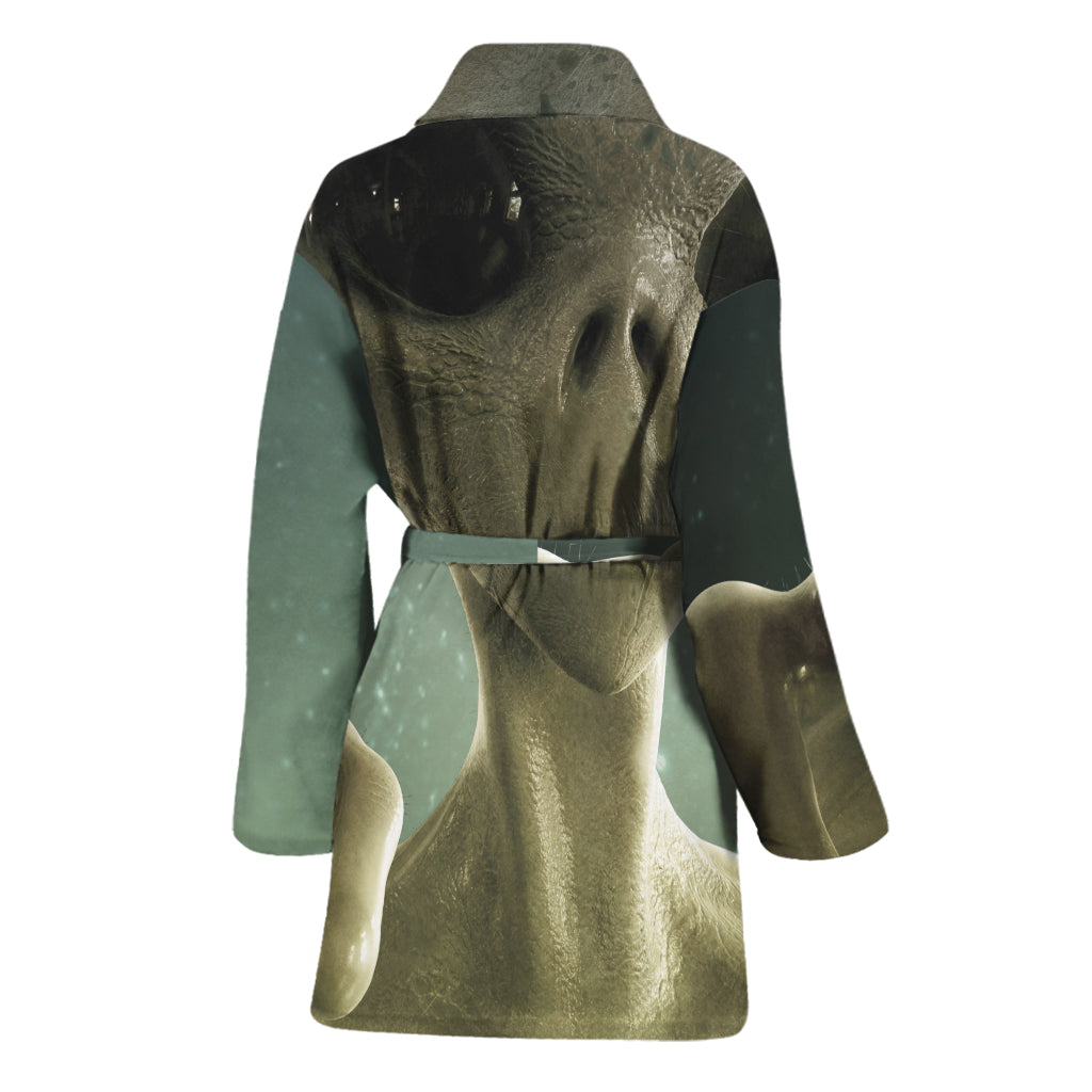 Grey Alien 3D Print Women's Bathrobe