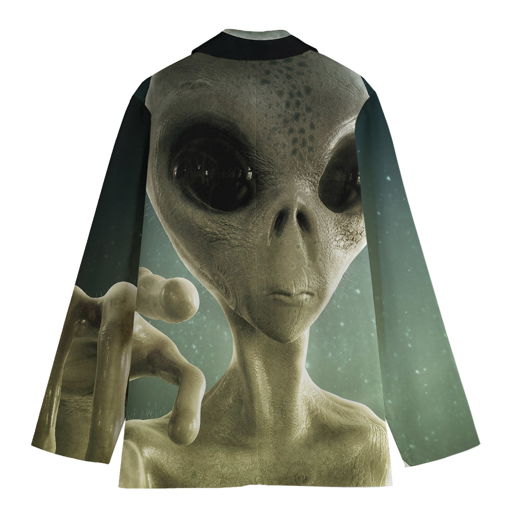 Grey Alien 3D Print Women's Blazer