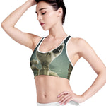 Grey Alien 3D Print Women's Sports Bra