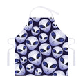 Grey Alien Face Pattern Print Adjustable Apron