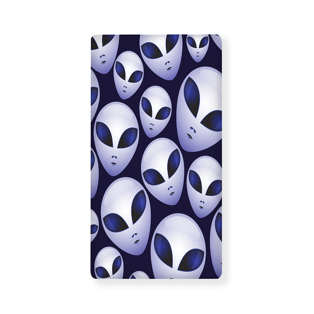 Grey Alien Face Pattern Print Baby Crib Sheet