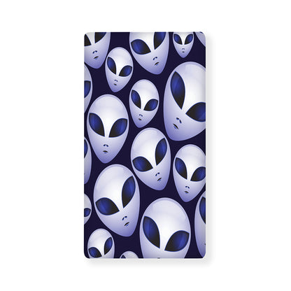 Grey Alien Face Pattern Print Baby Crib Sheet